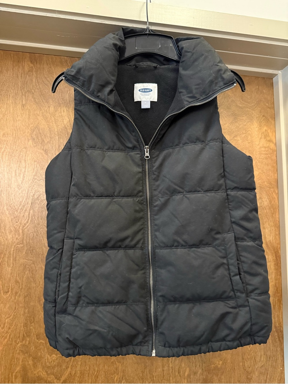 Old Navy Black Quilted Puffer Vest with High Collar